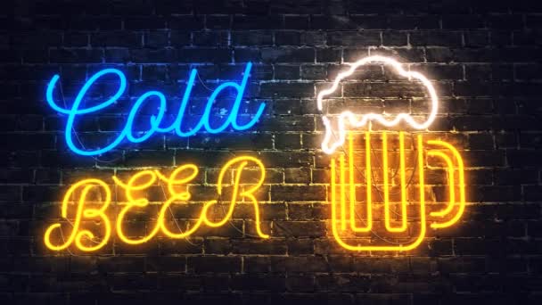 Neon Cold Beer Bar Sign Brick Wall Background Stock Video Footage By  ©Denisxize #232255042